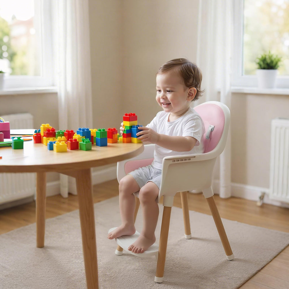 Babilous high chair wipe-clean cushion simplifies post-meal cleanup after snacks.