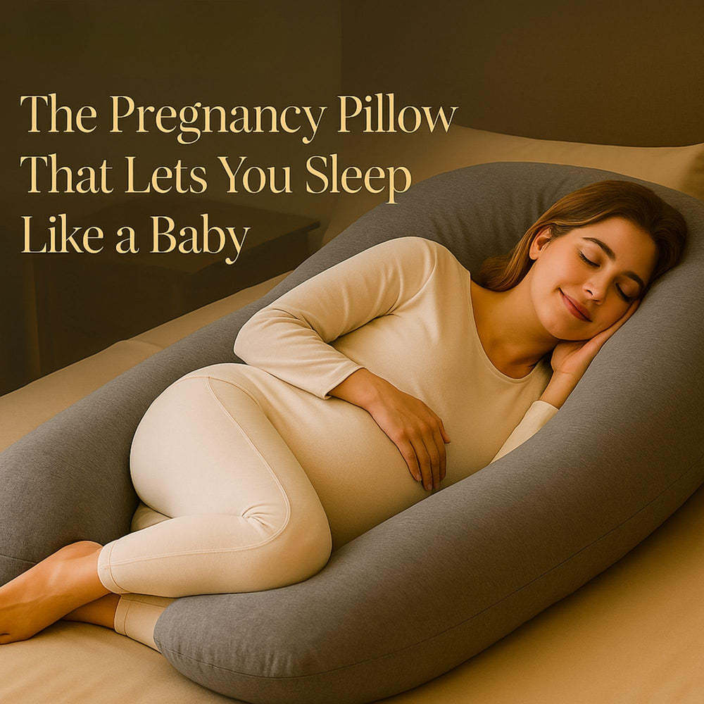 Babivio U-shaped pillow full view highlighting full-body support for belly, back, and legs.