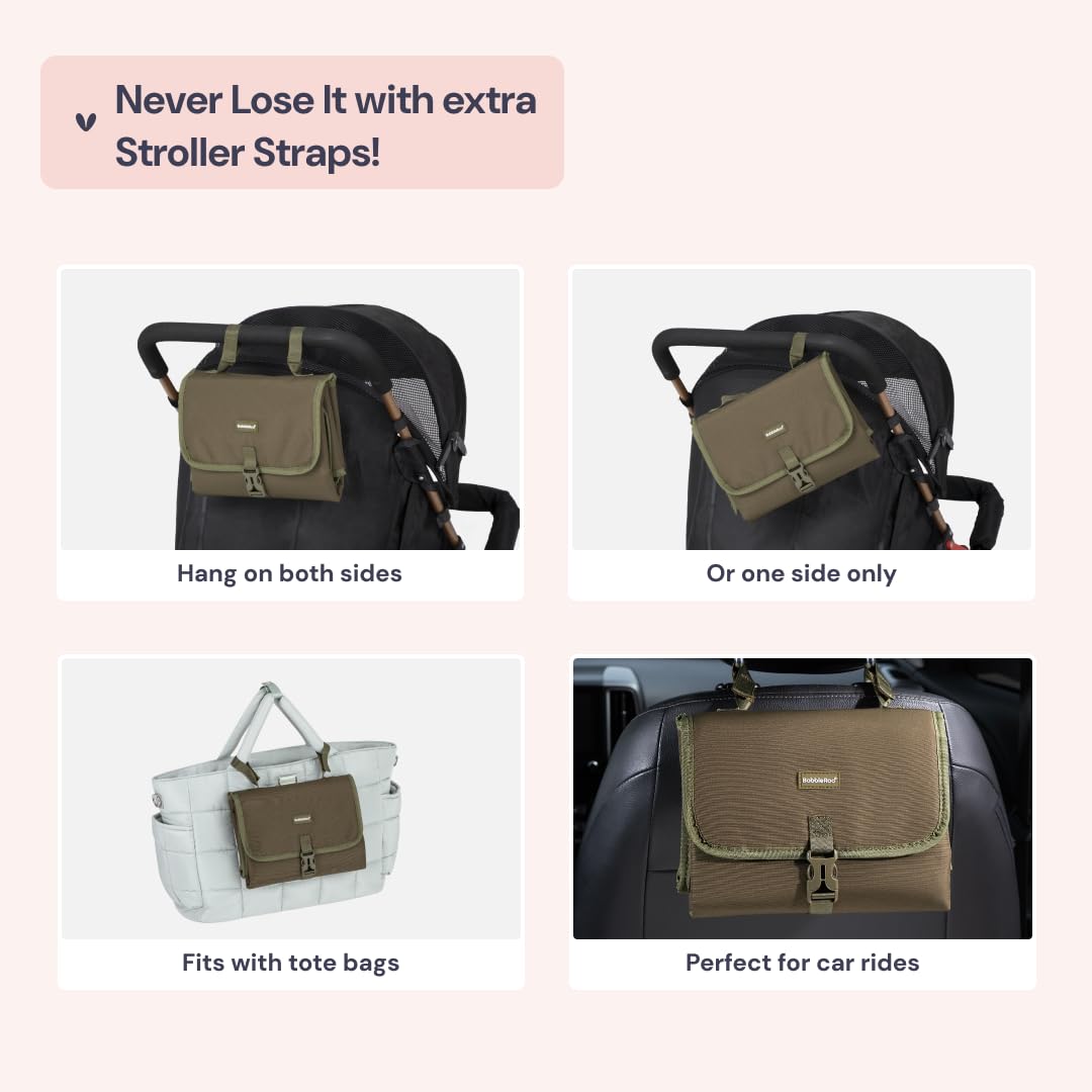BabbleRoo changing pad front pocket keeps essentials within reach.
