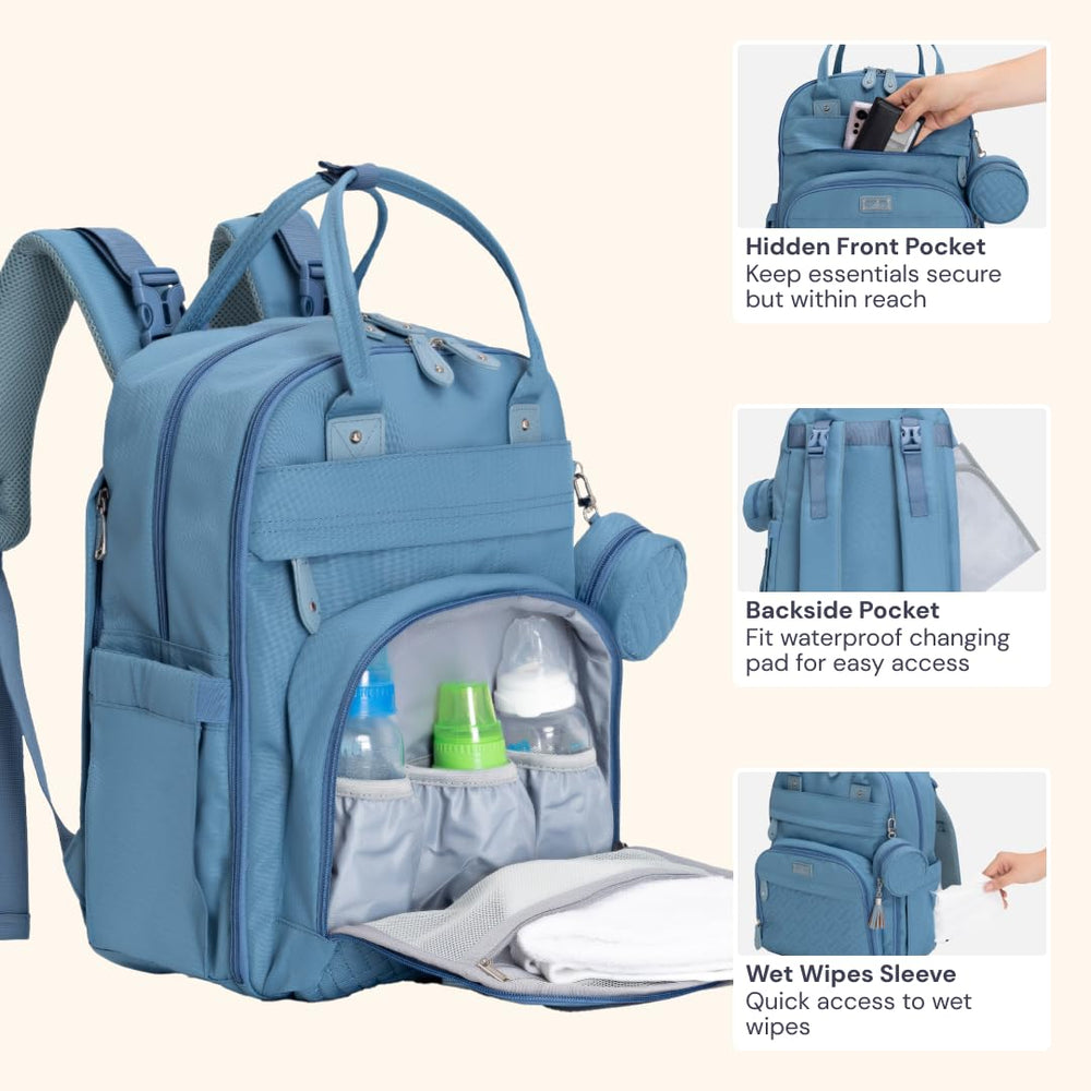 BabbleRoo diaper bag pacifier case keeps newborn comfort items within easy reach.