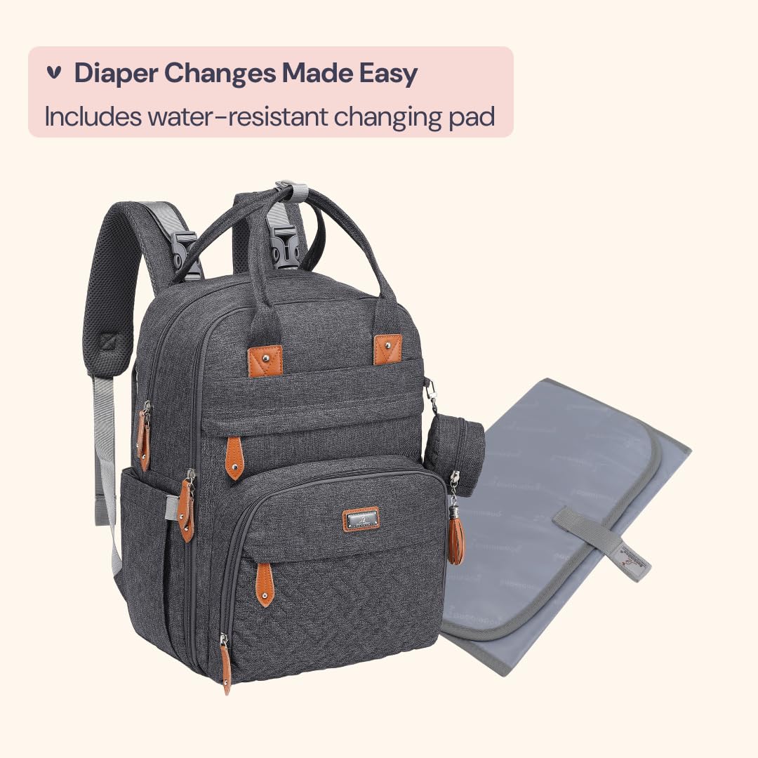 BabbleRoo diaper bag backpack changing pad pocket for clean surfaces