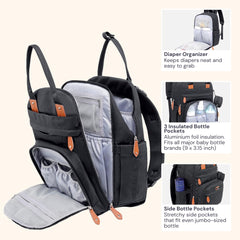 BabbleRoo Diaper Bag Backpack changing pad tucked in for quick diaper changes