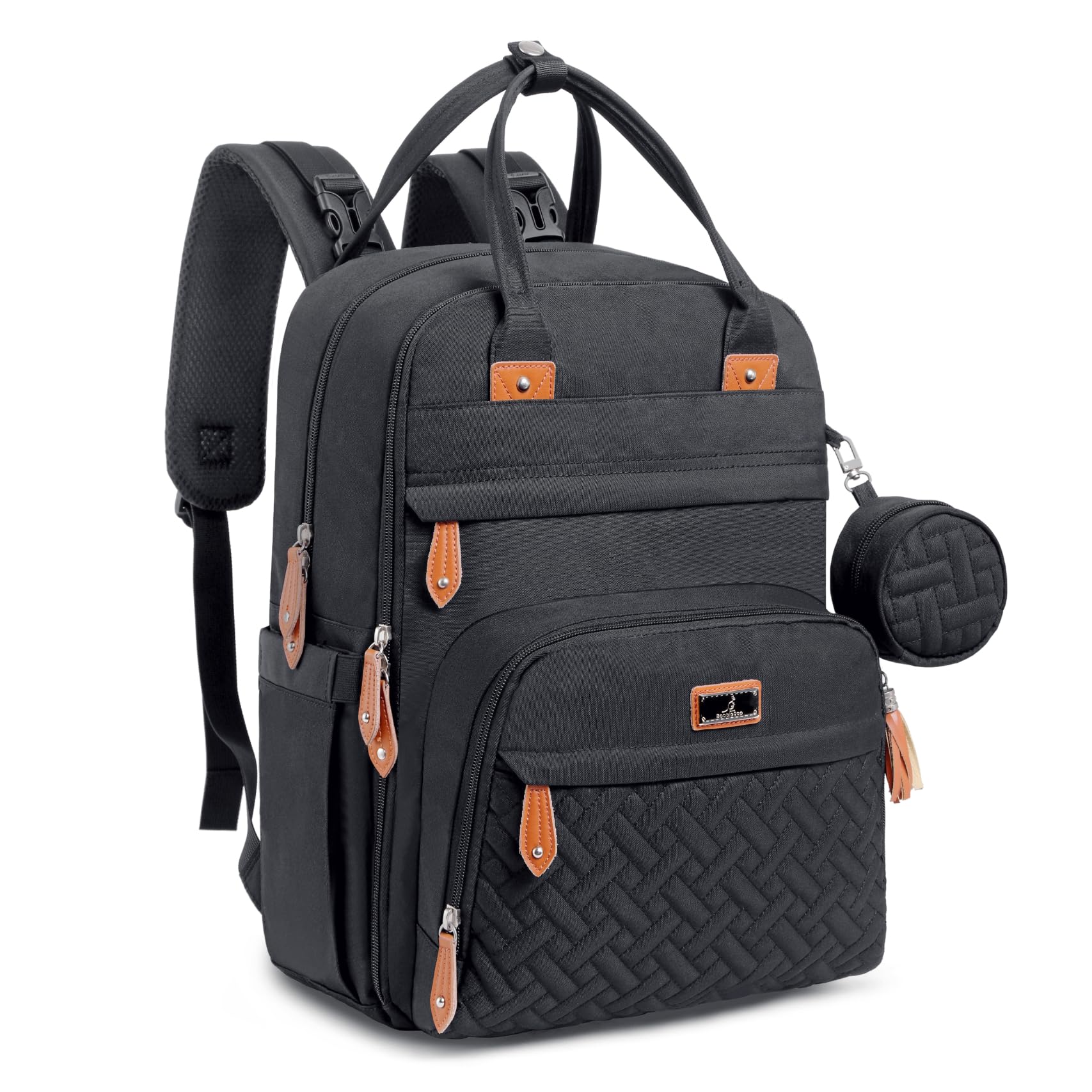 BabbleRoo Diaper Bag Backpack front view shows spacious design for on-the-go parents