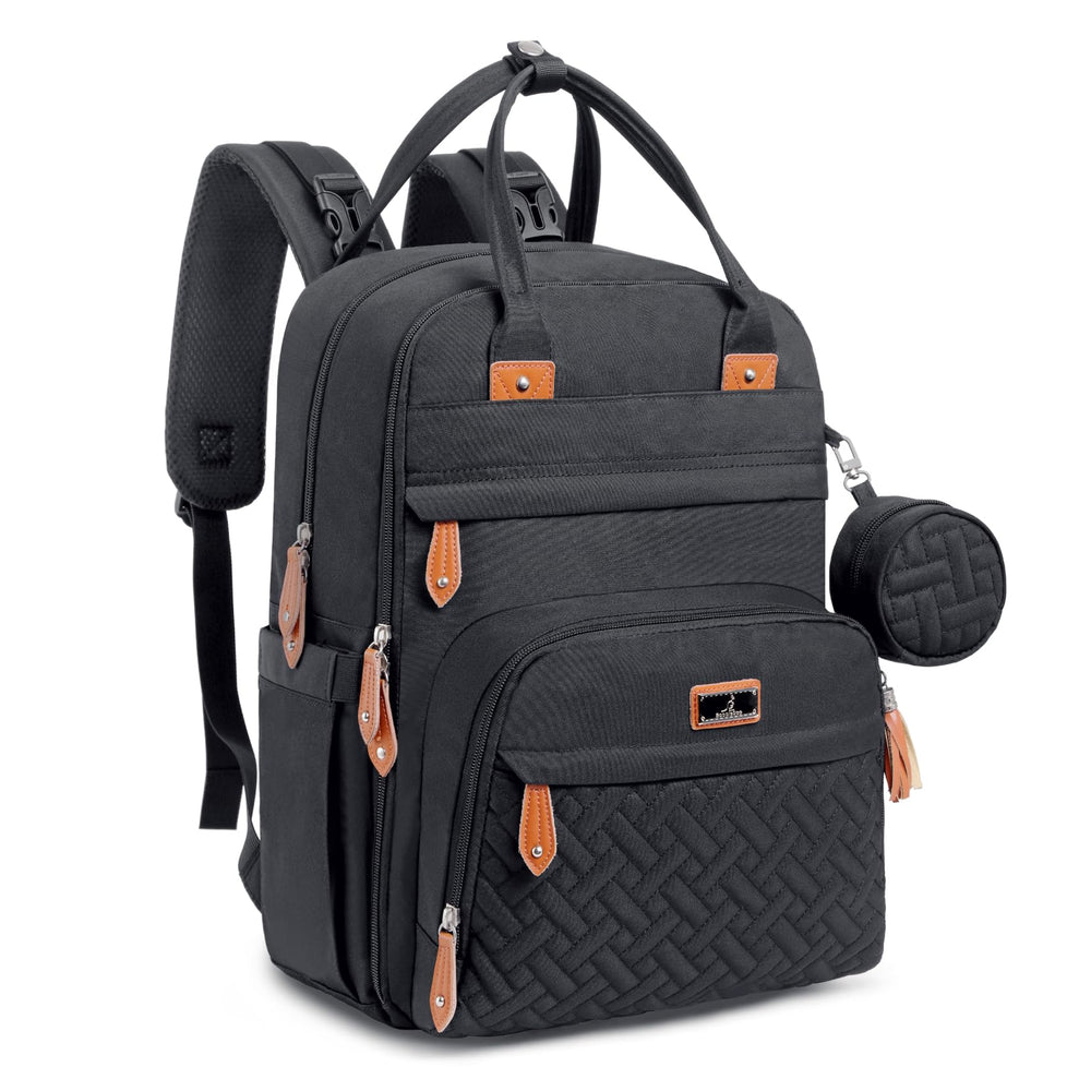 BabbleRoo Diaper Bag Backpack front view shows spacious design for on-the-go parents