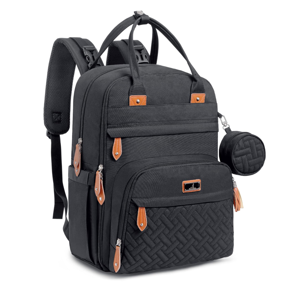 BabbleRoo Diaper Bag Backpack front view shows spacious design for on-the-go parents