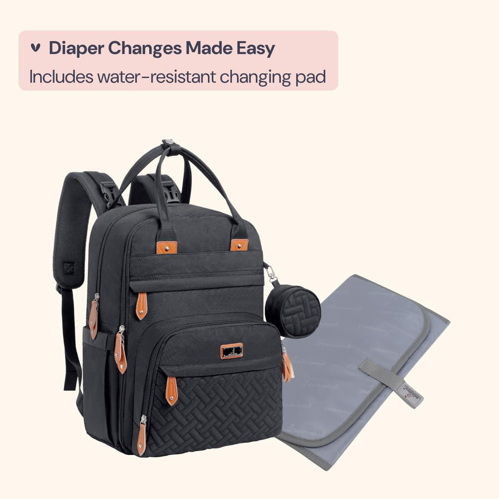 BabbleRoo Diaper Bag Backpack padded shoulder straps reduce fatigue on long trips