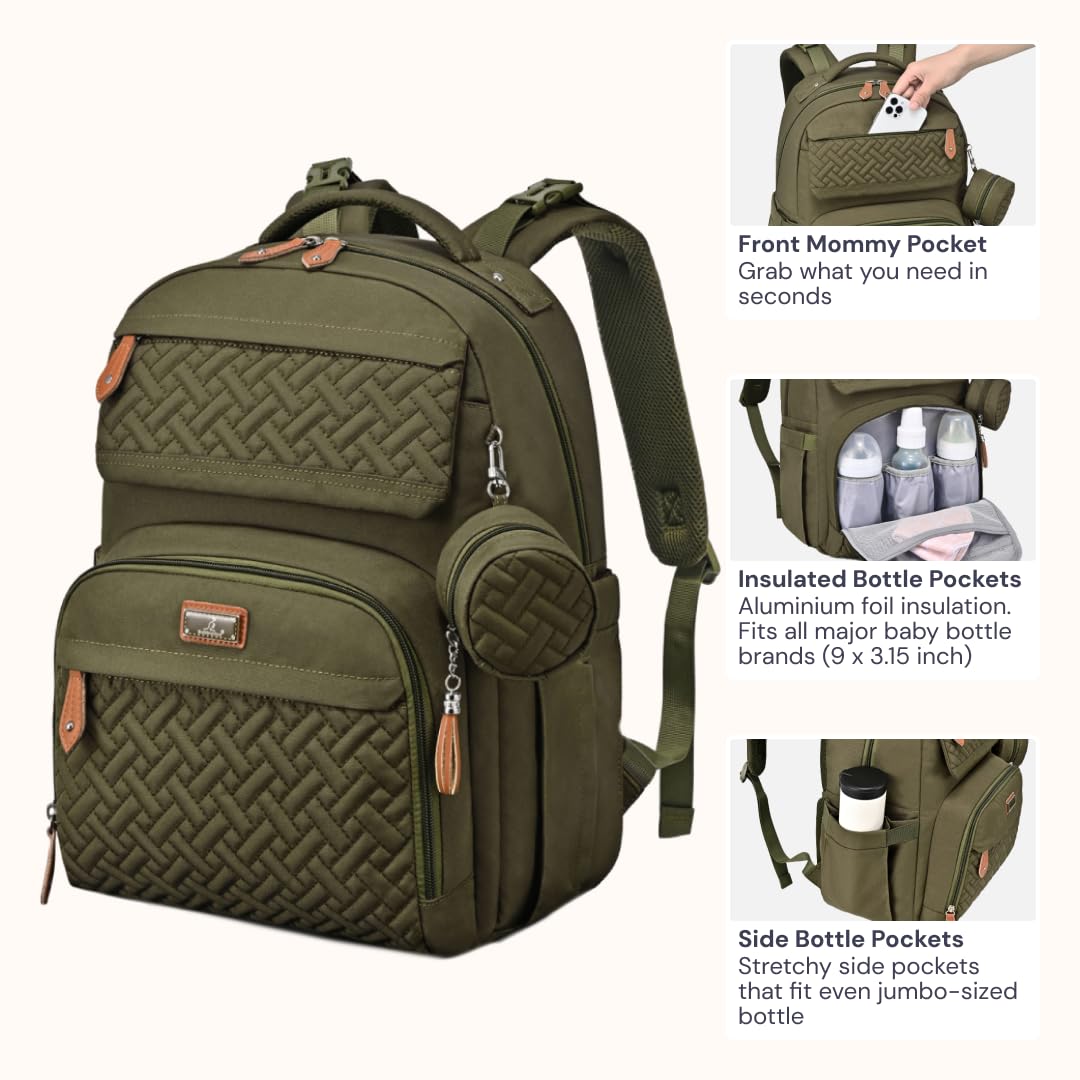 BabbleRoo diaper bag backpack stroller clips simplify secure attachment to any stroller.