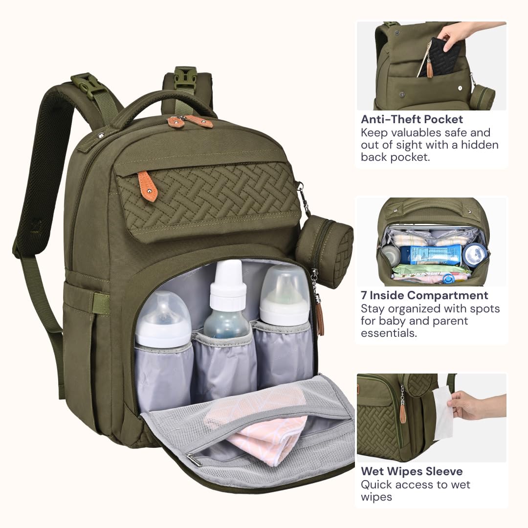 BabbleRoo diaper bag backpack waterproof fabric resists spills and weather for parents.