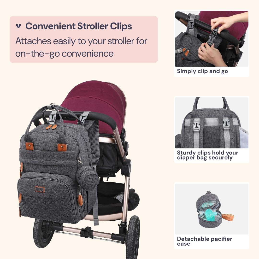 BabbleRoo diaper bag backpack wipe pocket for quick tidy-ups