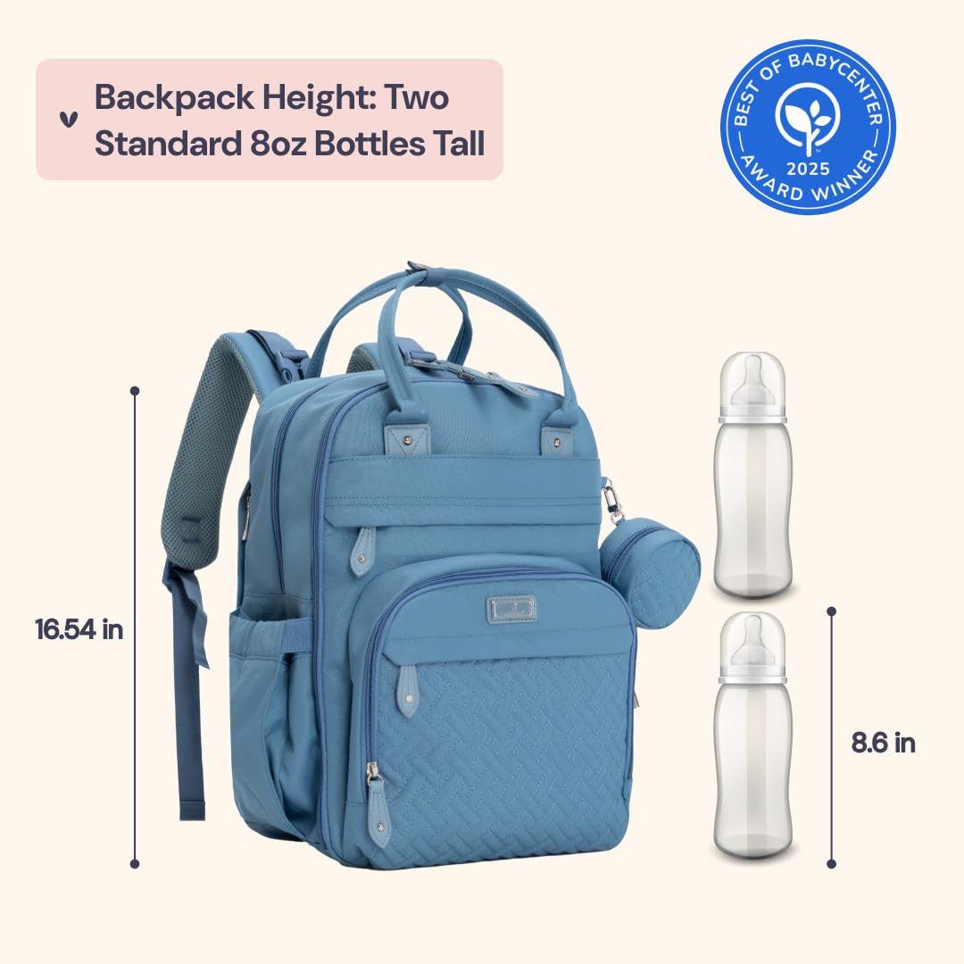 BabbleRoo diaper bag insulated bottle pockets keep formula or milk at safe temperature.