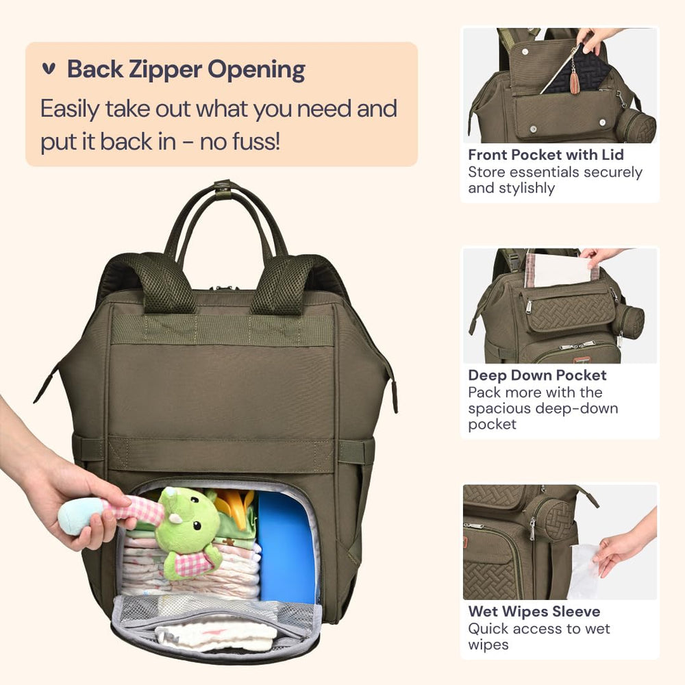BabbleRoo interior with two main compartments and insulated pockets for bottles.