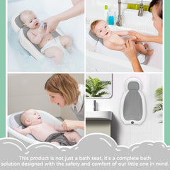 Babove baby bath support soft silicone bottom grips surfaces for safe bathing.