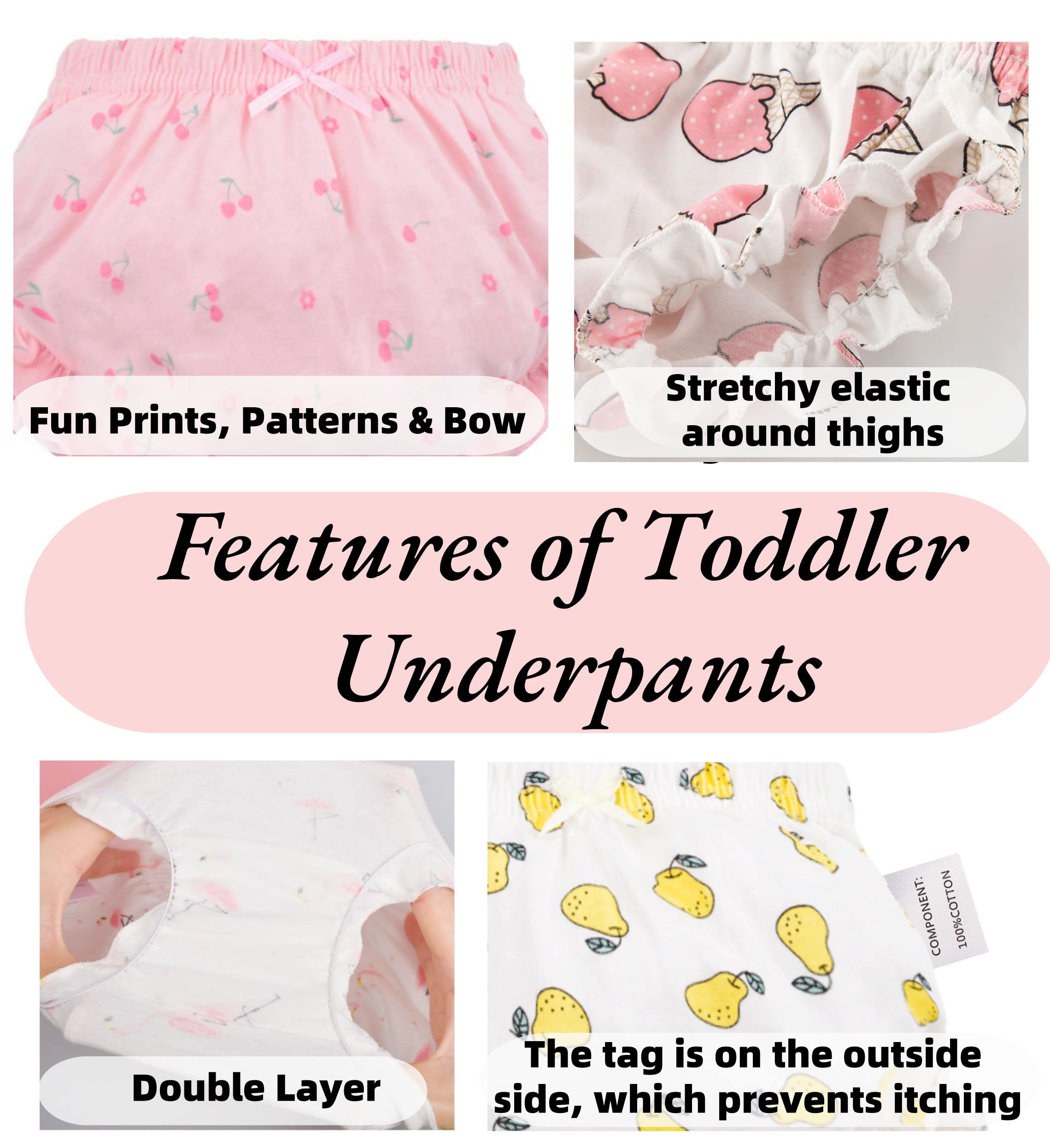 Baby Amabc ice-cream pattern panties feature fun design with gentle elastic.