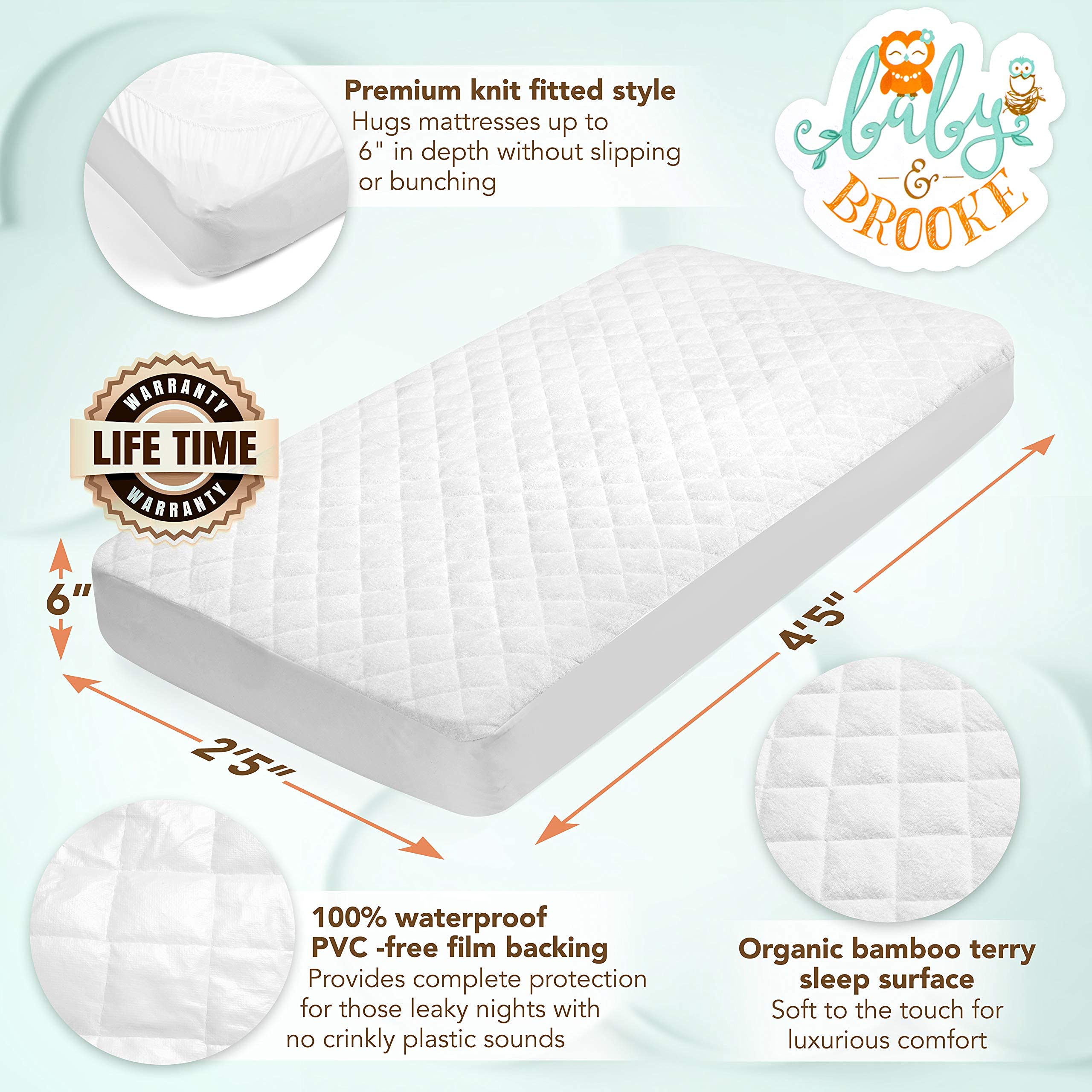 Baby and Brooke absorbent quilted pad soaks up spills quickly.