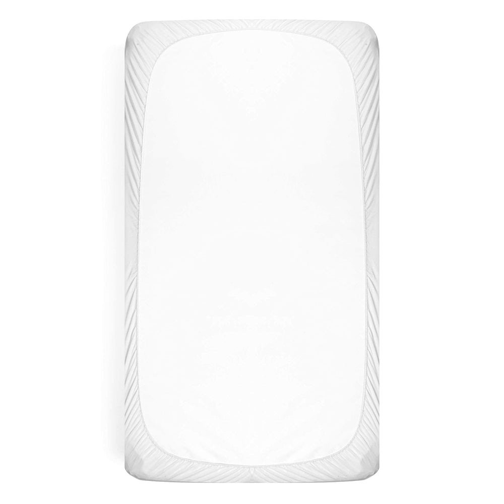 Baby and Brooke fitted crib mattress protector stays in place during sleep.