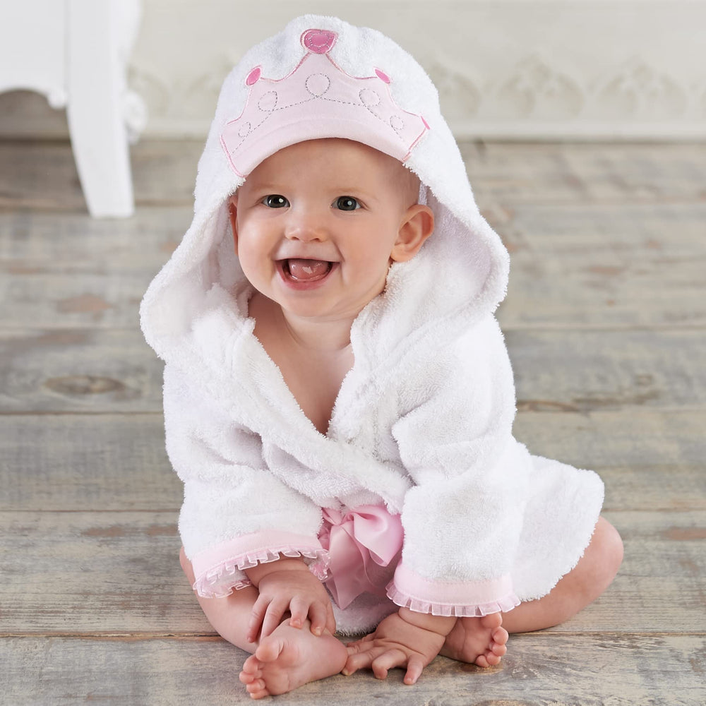 Baby Aspen princess hooded towel with organza sleeves for cozy bath time