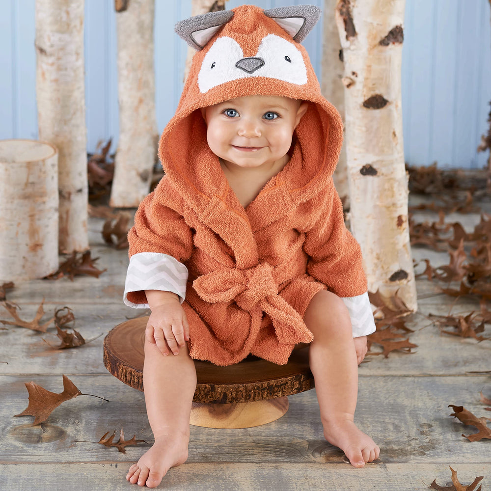 Baby Aspen Rub-a-dub Fox Hooded Towel hood close-up highlights fox face and cozy feel.