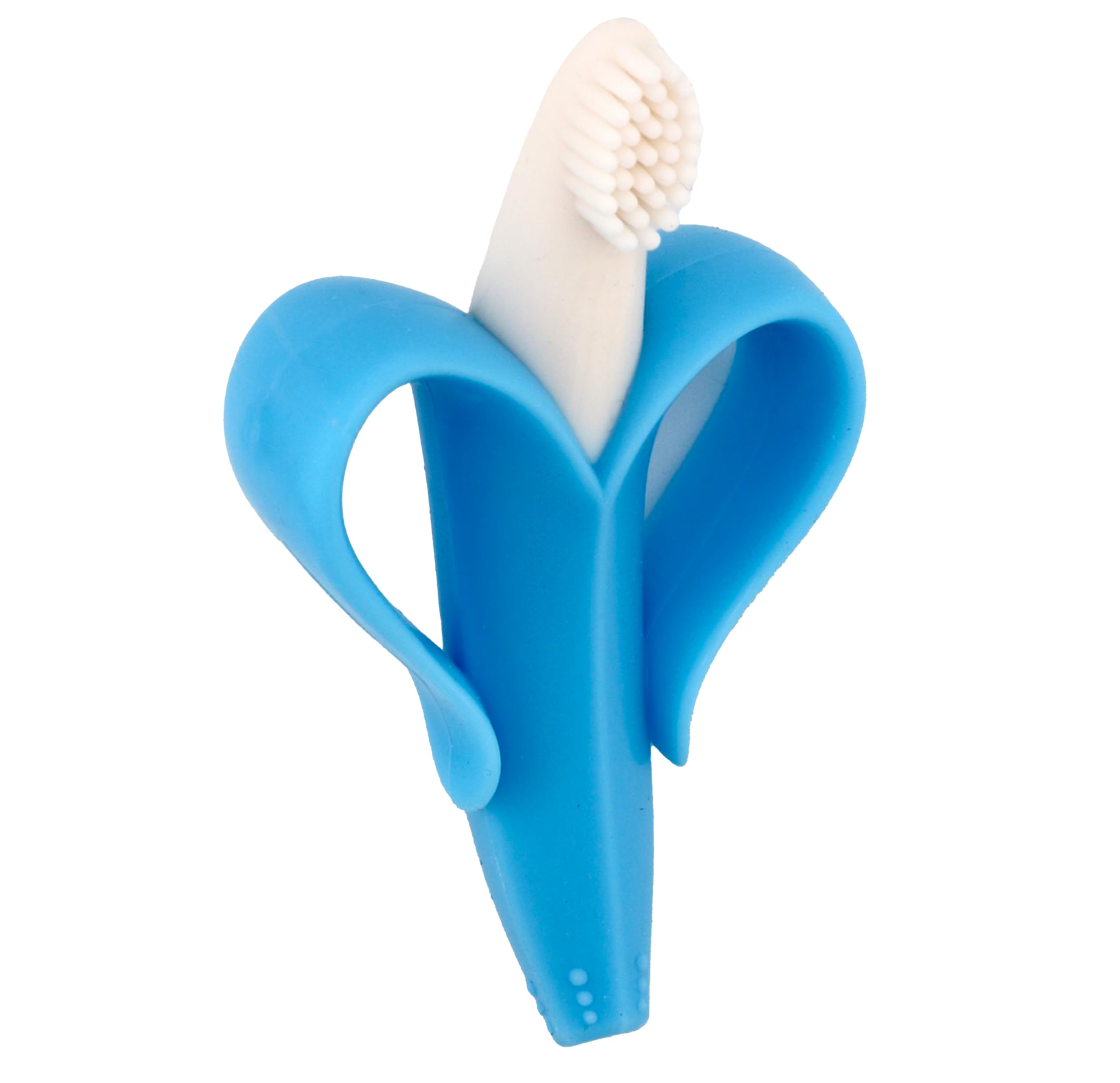 Baby Banana Blue Banana dishwasher-freezer-friendly design illustrates easy cleanup and cooling teething relief options.