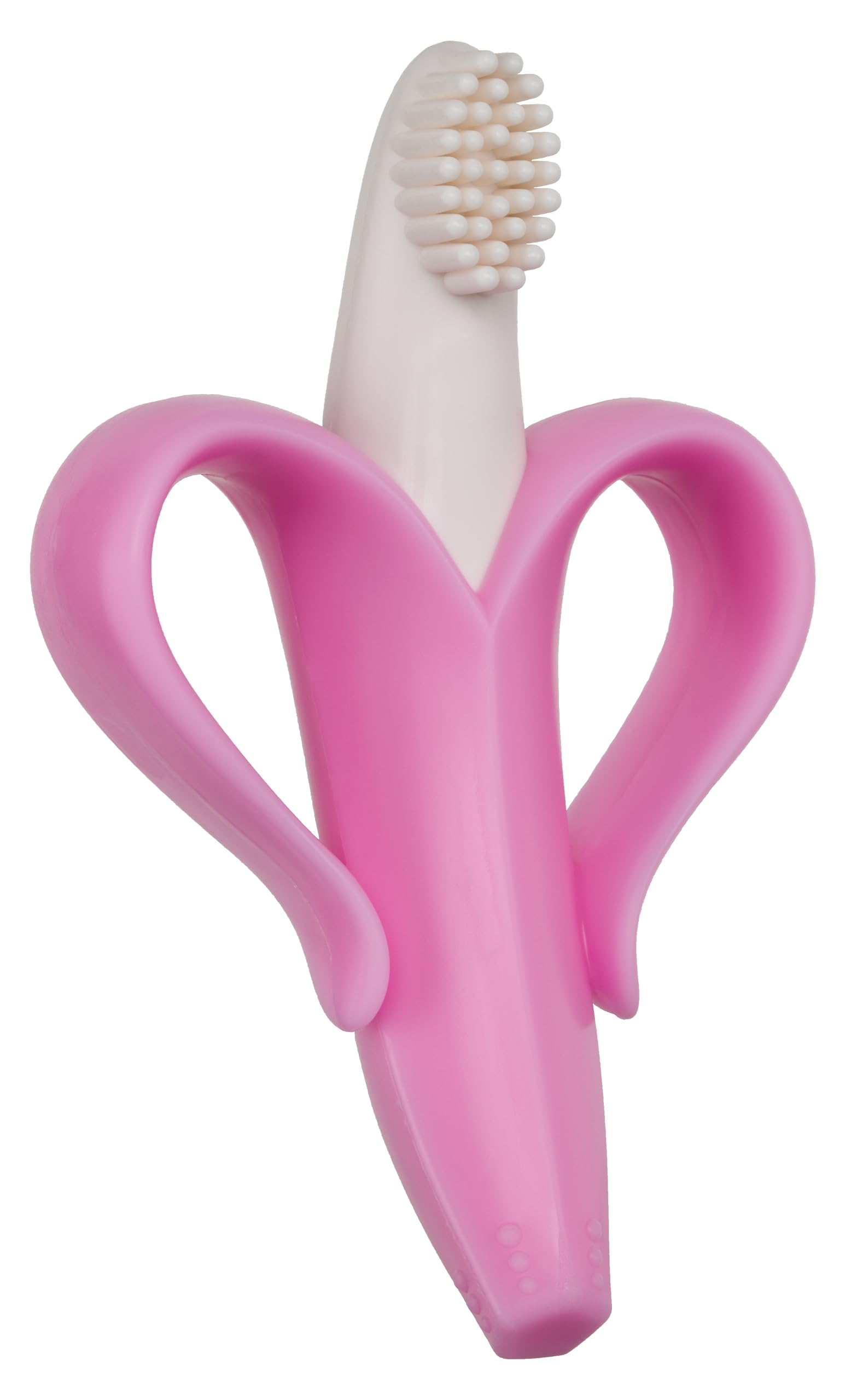 Baby Banana pink teether-toothbrush with bendable handle for gentle use