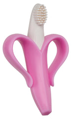 Baby Banana pink teether-toothbrush with bendable handle for gentle use