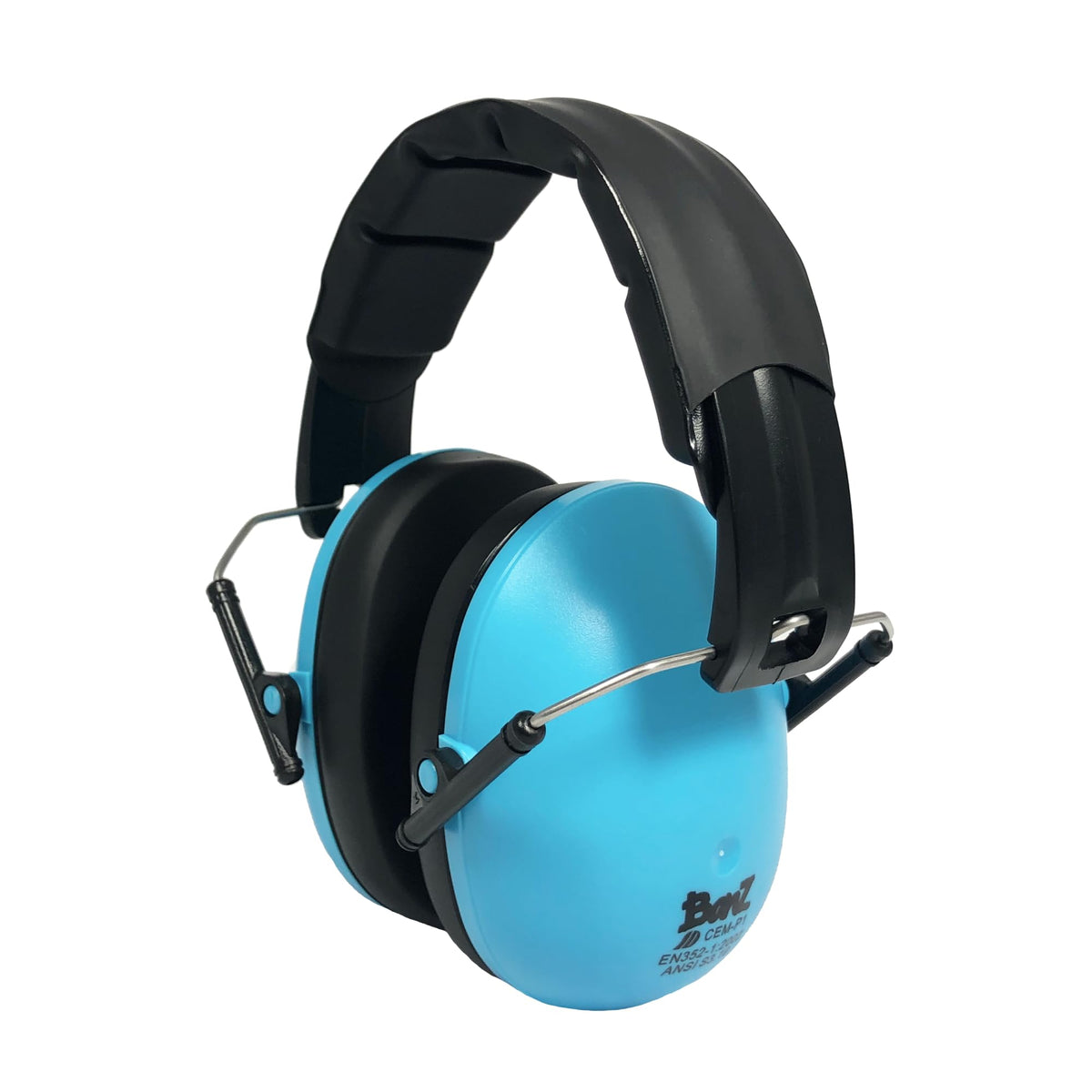 Baby Banz earmuffs folded for compact storage and travel protection.