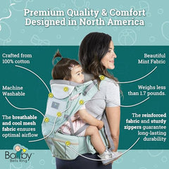 Large storage pockets illustrating space for diapers, wipes, and bottles