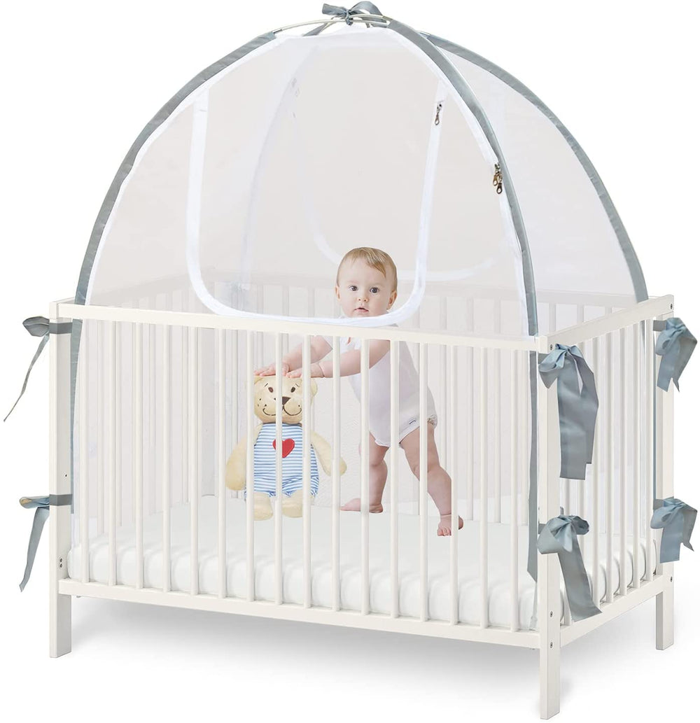 Baby & Beyond crib tent assembly with rods offers a sturdy setup for safe sleep