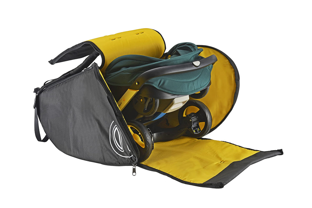 Baby & Beyond padded travel bag is lightweight and foldable for quick packing.