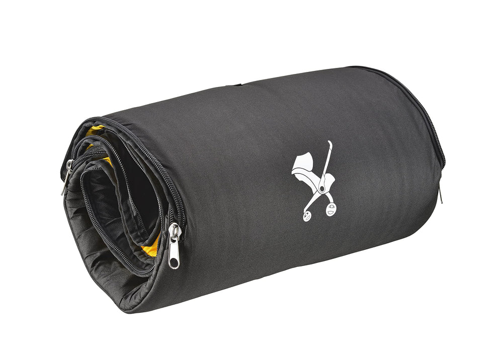Baby & Beyond padded travel bag shows comfortable shoulder straps for easy carrying.