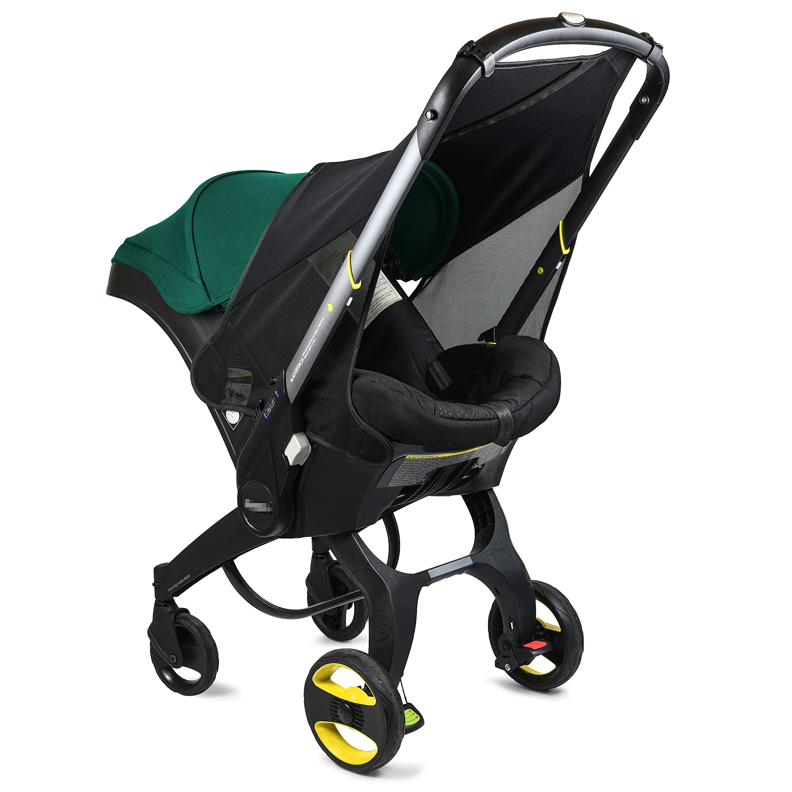 Baby & Beyond sunshade extension compatible with Doona stroller provides extra shade.