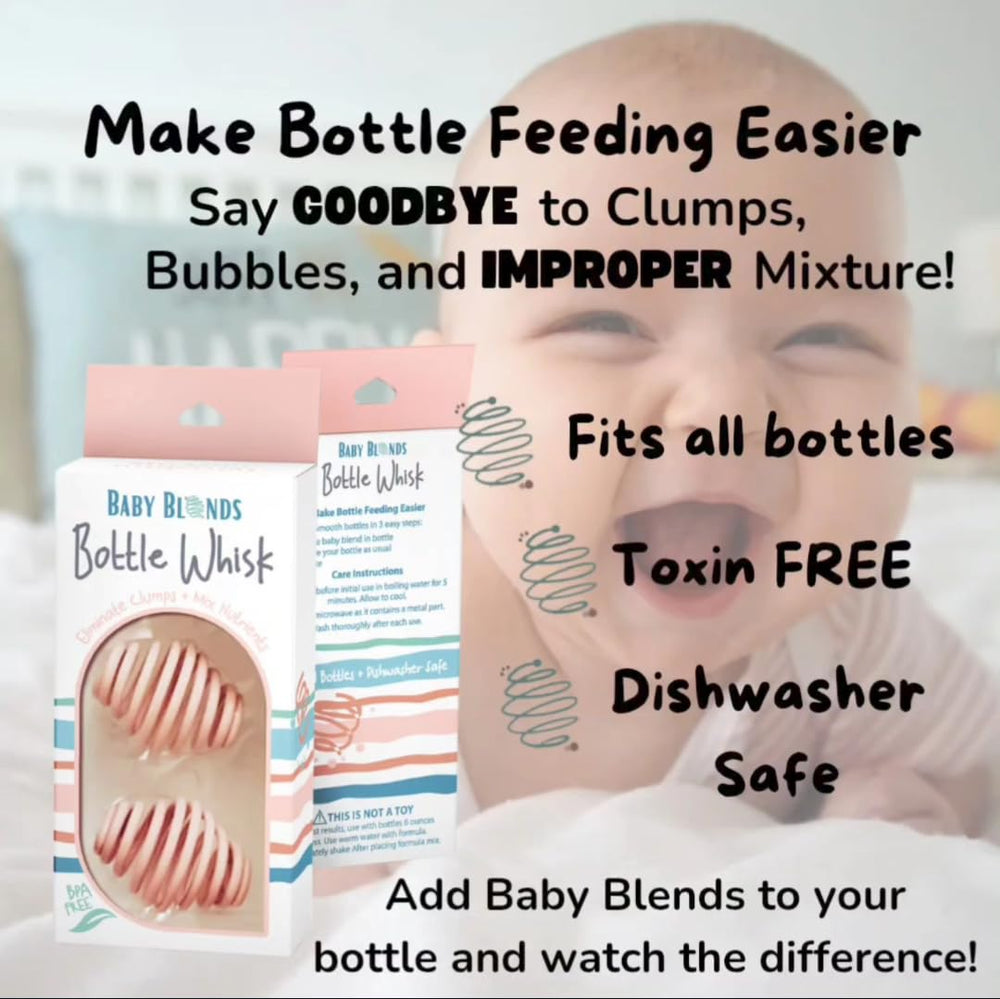 Baby Blends silicone-mixing-ball blending formula in bottle.