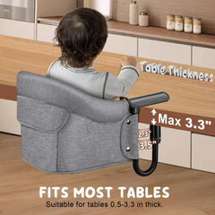 Baby Bliss portable high chair folded compactly for travel and storage.