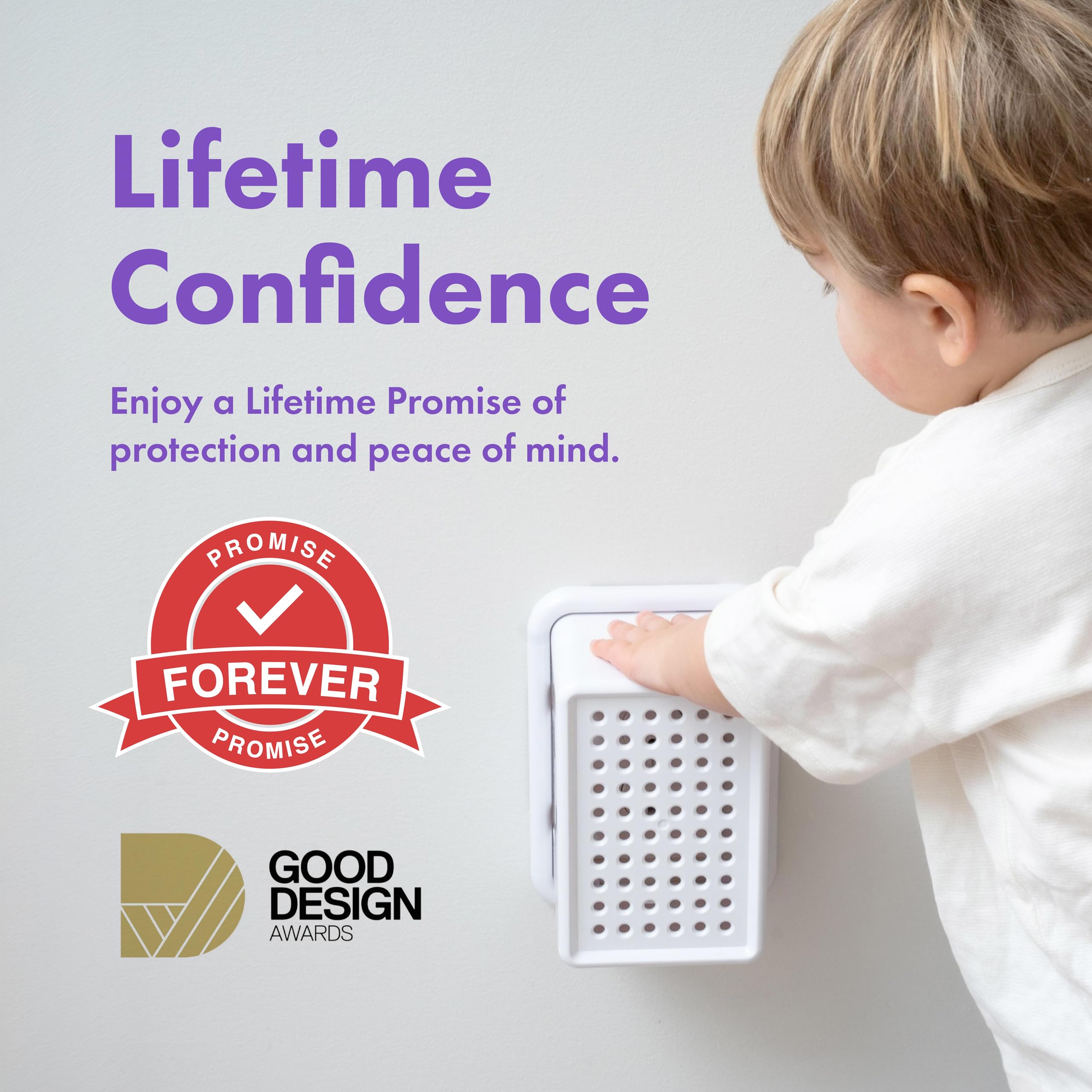 Baby Block outlet cover fits doorbell transformers for safer wiring behind outlets.