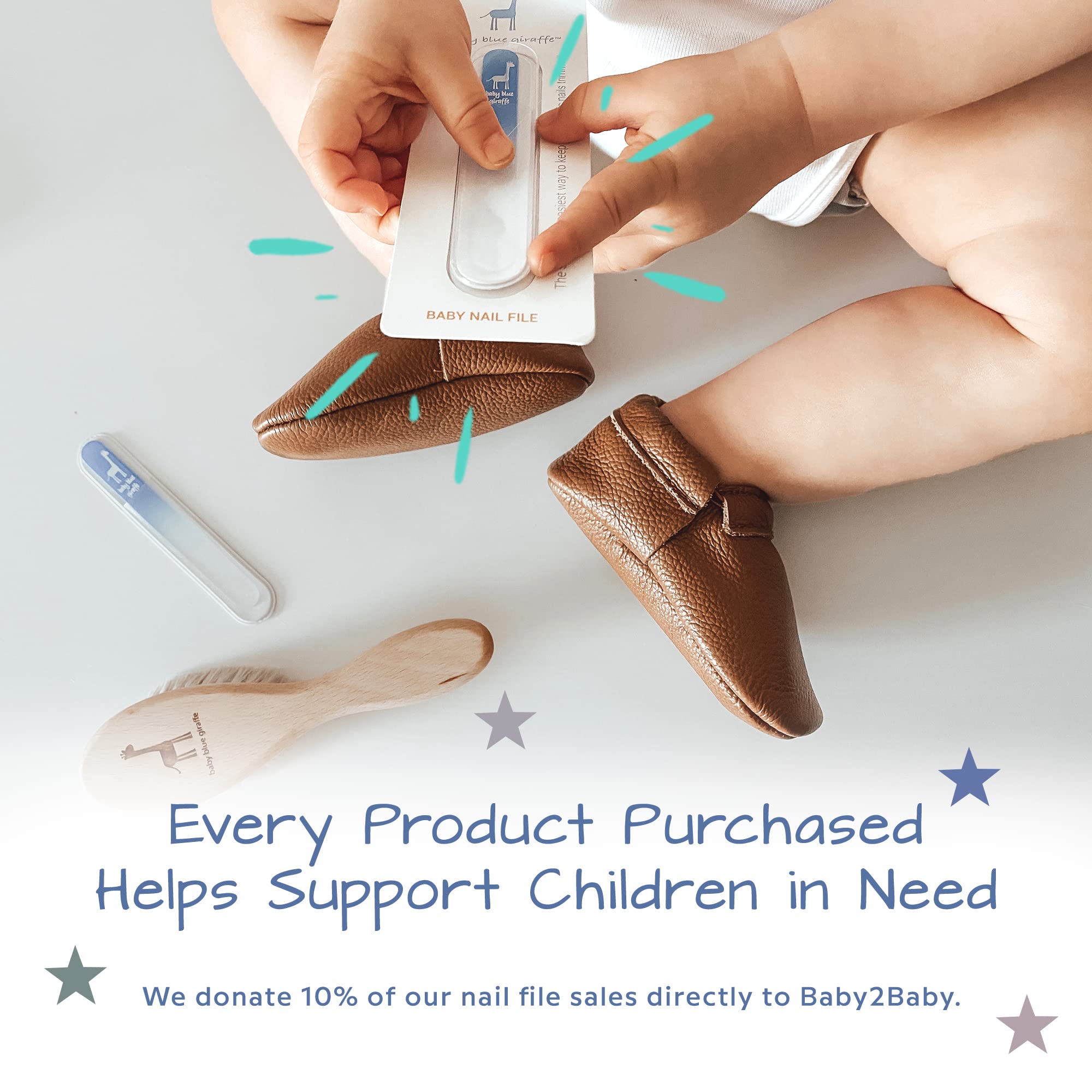 Baby Blue Giraffe nail file ready-for-gift packaging displayed.