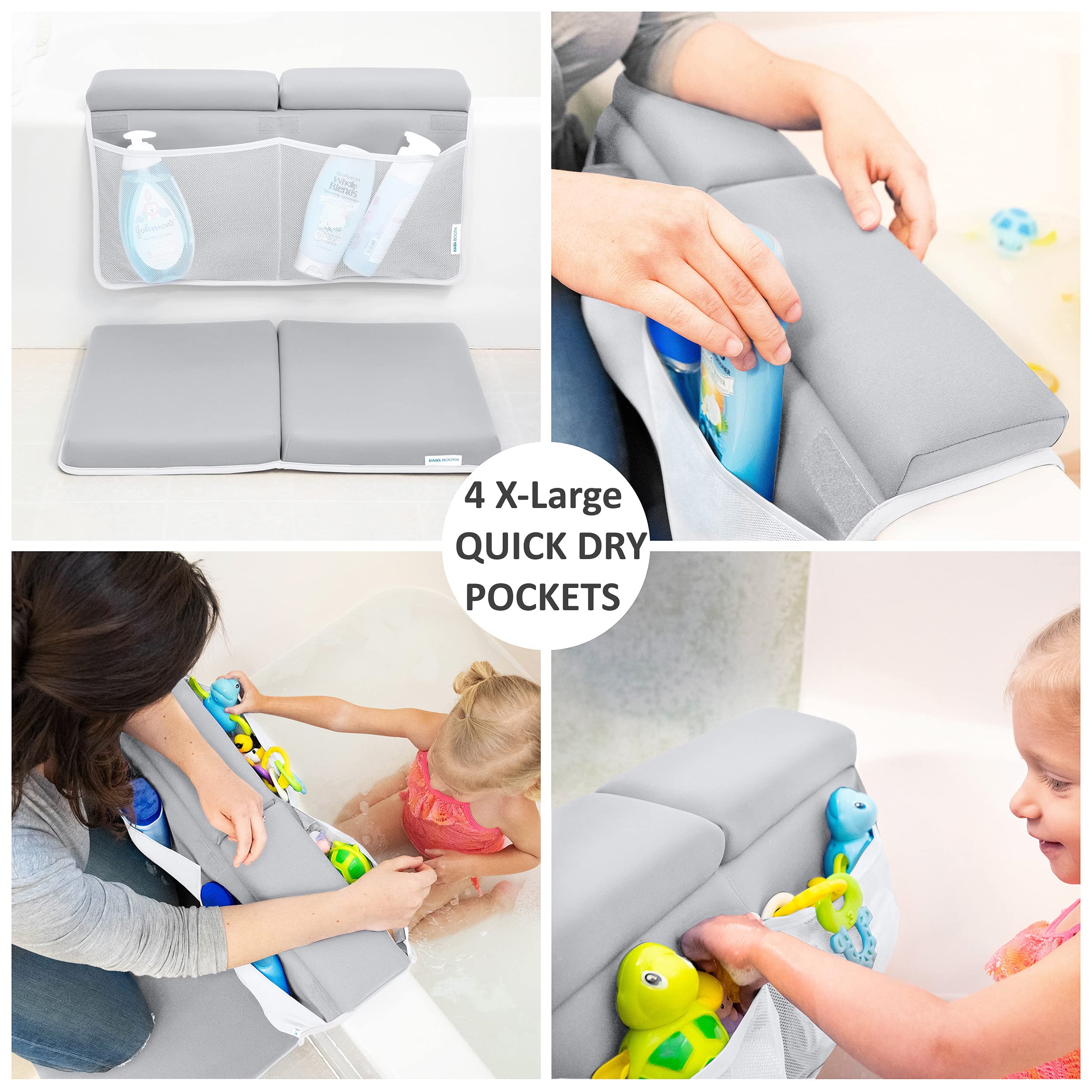 BABY BOOTH non-slip back kneeler stays secure on tub edge