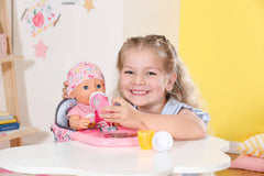 Baby Born Interact 43cm doll seated with bottle for pretend meals