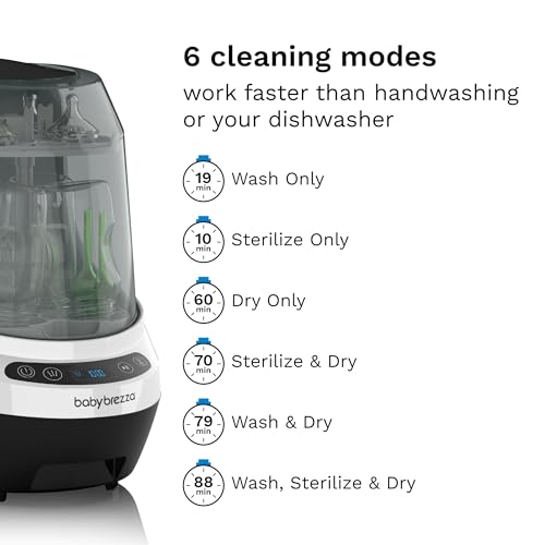 Baby Brezza Bottle Washer Pro drying with HEPA air for germs-free finish