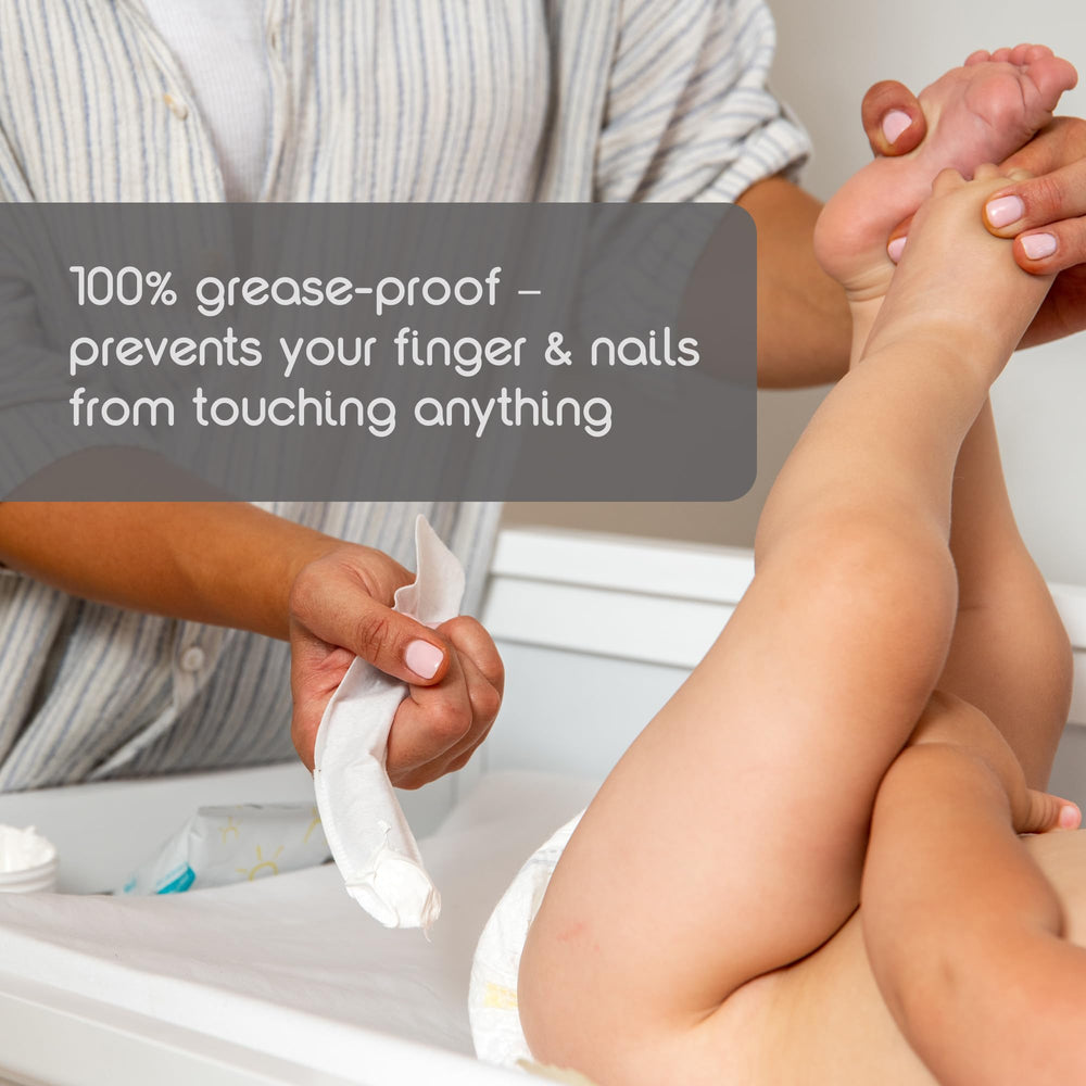 Baby Brezza Finger Shields used for ointment application with grease-free surface.