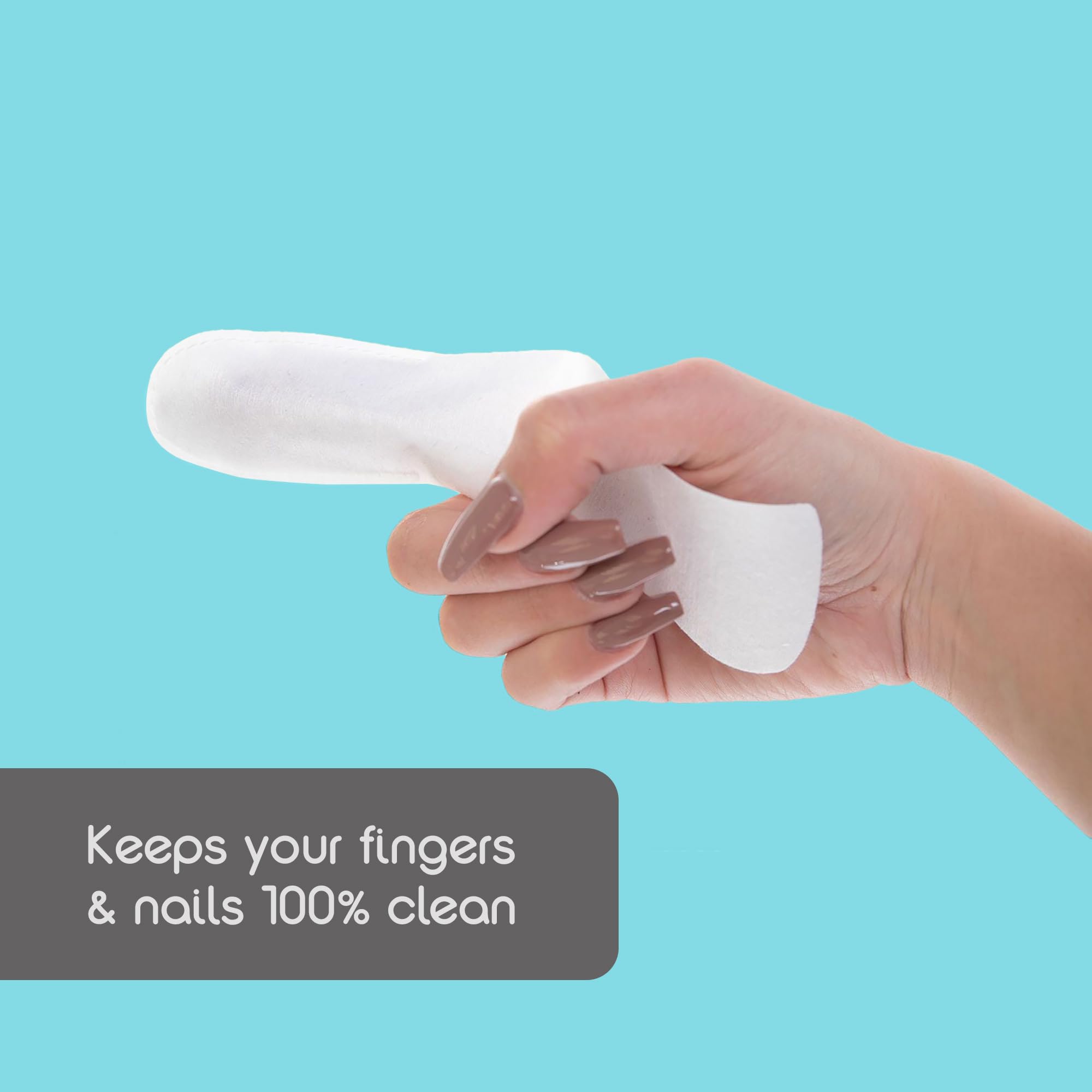 Baby Brezza Finger Shields on finger ready for quick ointment application.