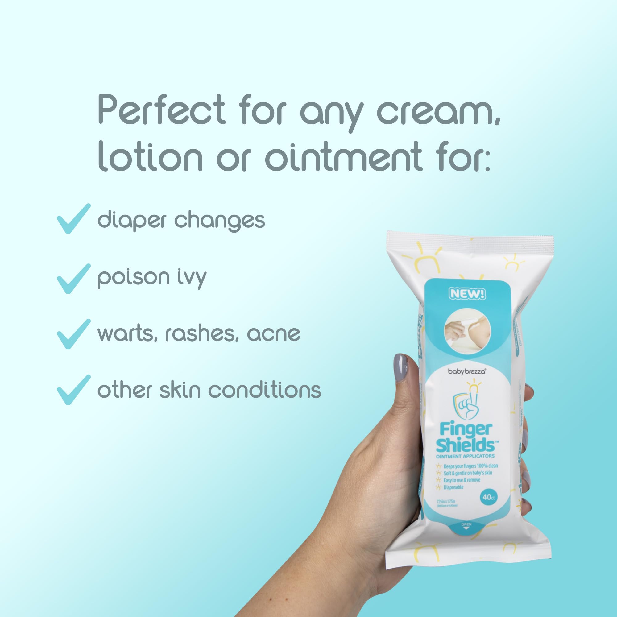 Baby Brezza Finger Shields travel-friendly design fits in a diaper bag.