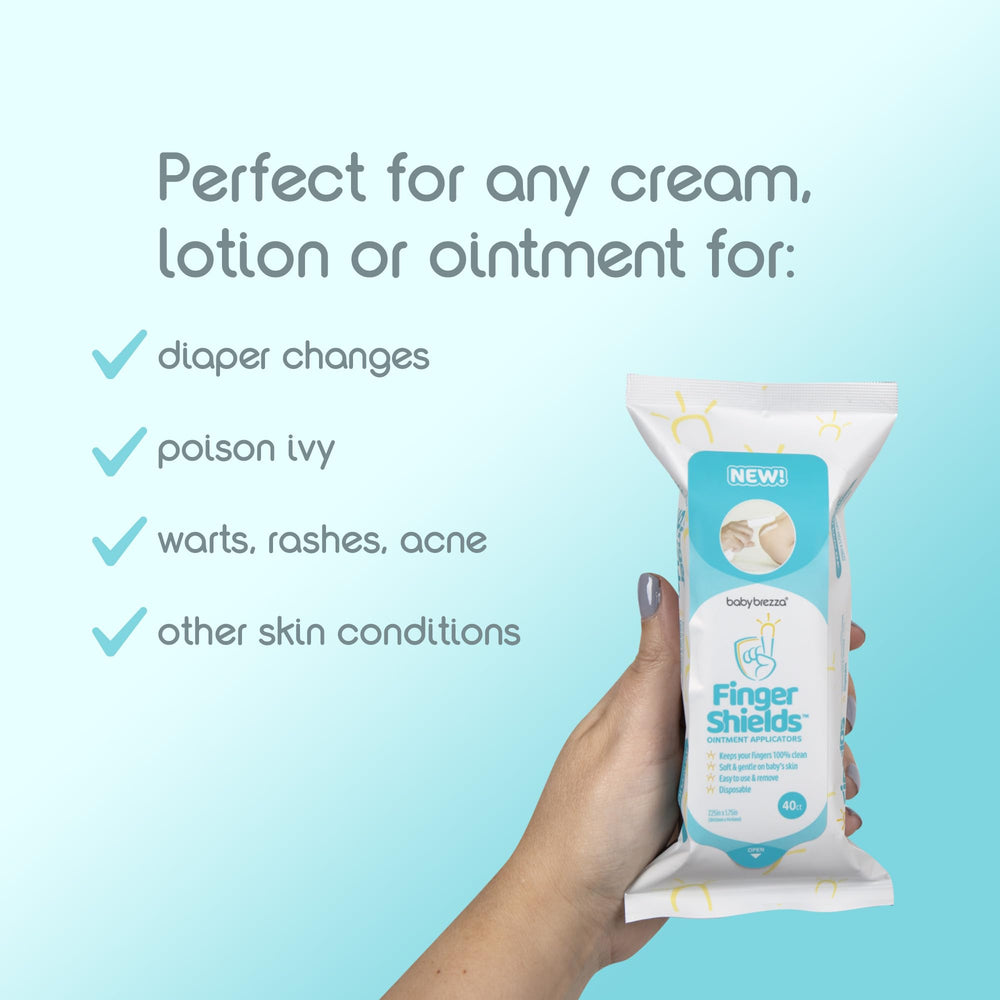 Baby Brezza Finger Shields travel-friendly design fits in a diaper bag.