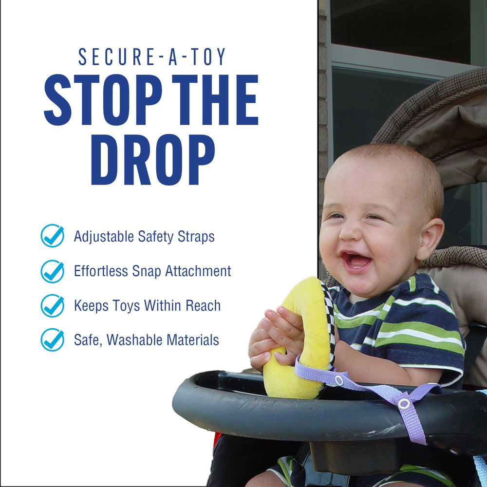 Baby Buddy Secure-A-Toy snaps closeup shows snag-free attachment to clothing.