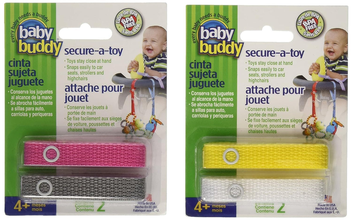 Baby Buddy Secure-A-Toy strap-on-stroller keeps toys within reach during strolls