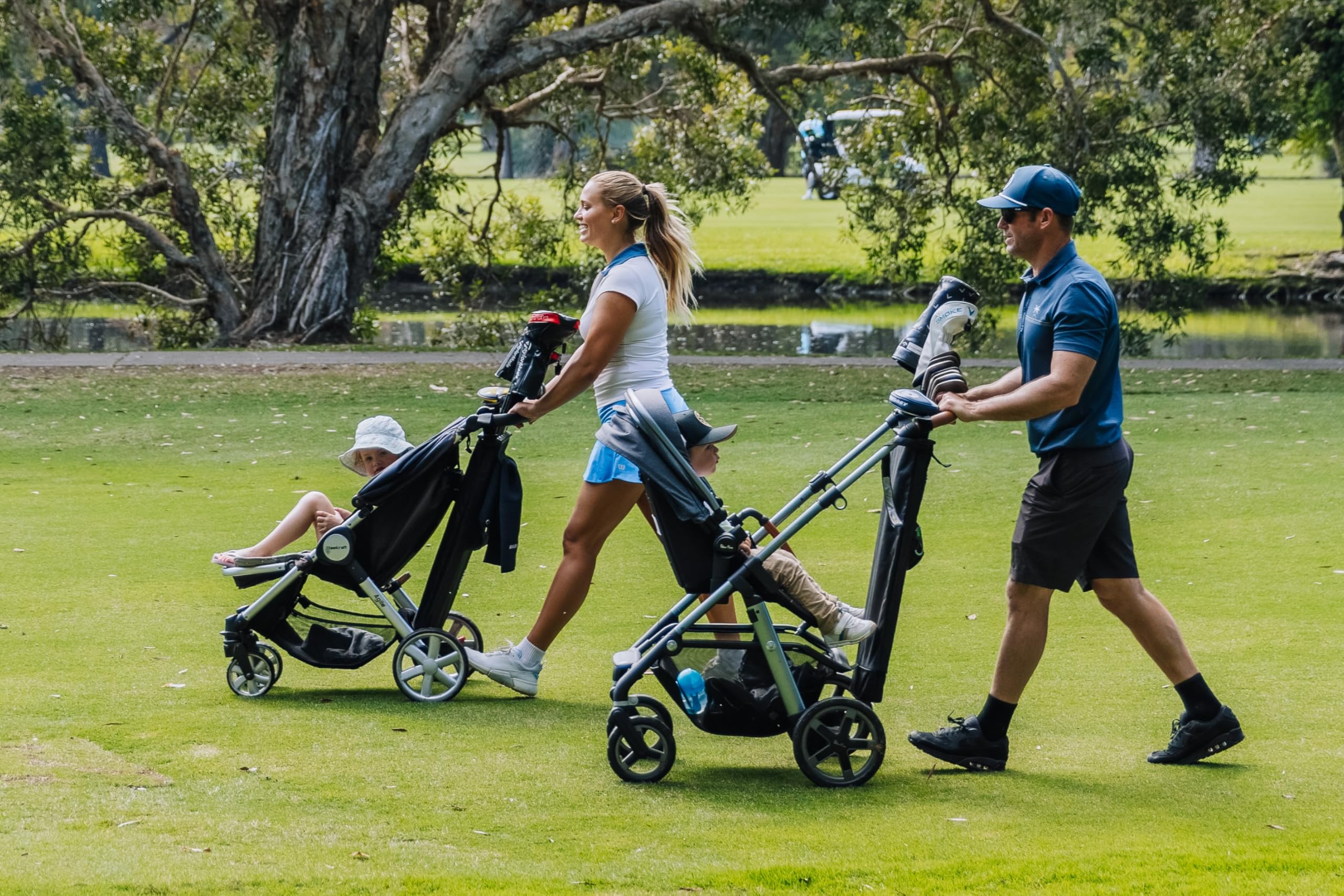Baby Caddie ideal for driving range practice.