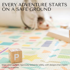 Baby Care Foldable Mat Sea Petals Gray large size provides queen-like play area.