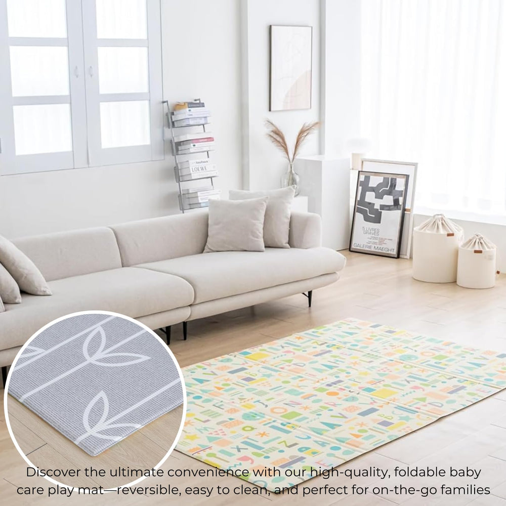 Baby Care Foldable Mat Sea Petals Gray waterproof surface is easy to wipe clean.