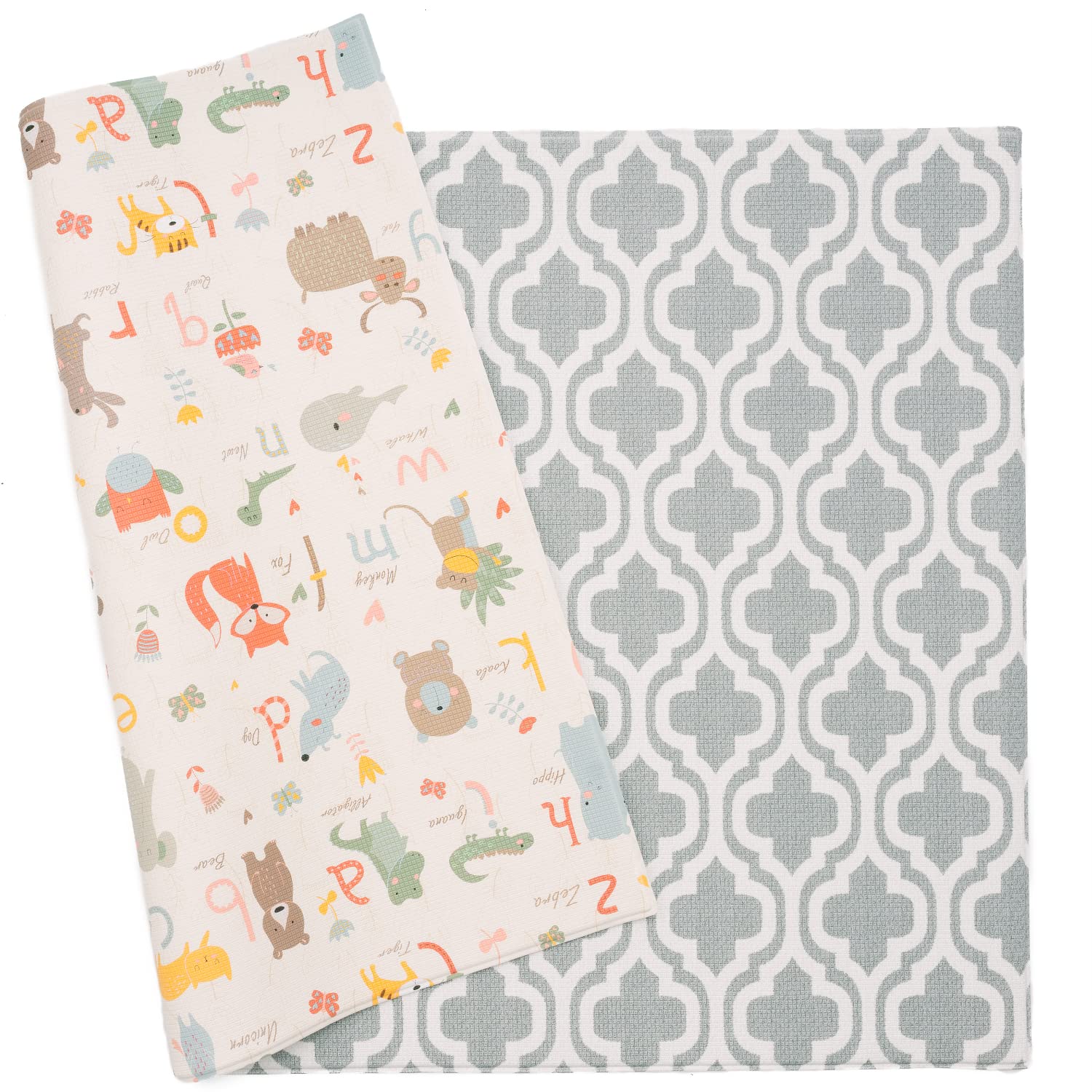 Baby Care Play Mat large Moroccan blue laid flat for spacious tummy time and play