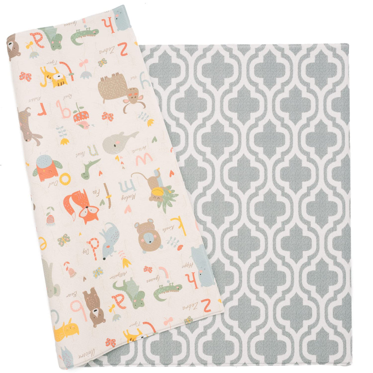 Baby Care Play Mat large Moroccan blue laid flat for spacious tummy time and play