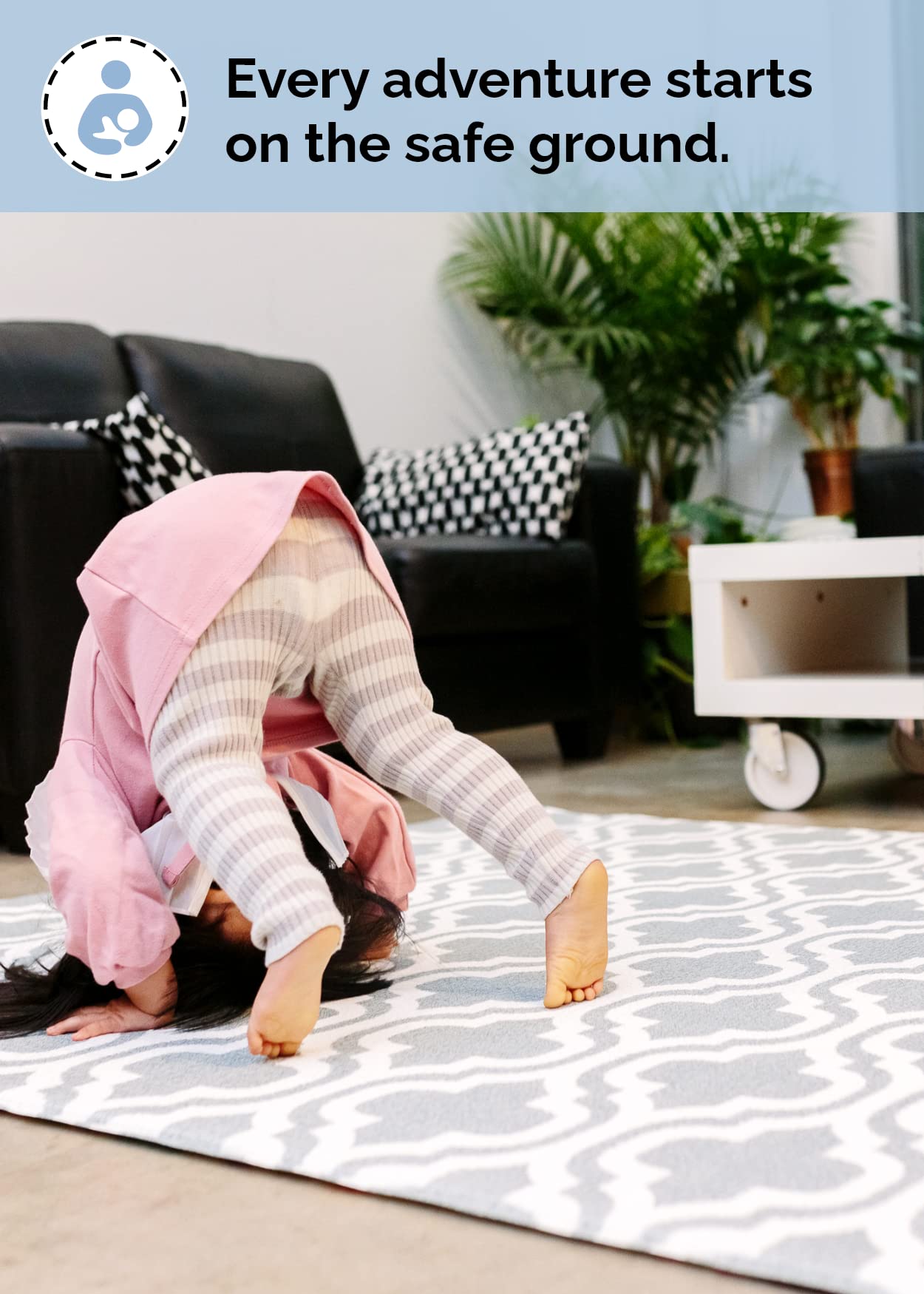 Baby Care Play Mat Moroccan blue surface shows kids learning through exploration