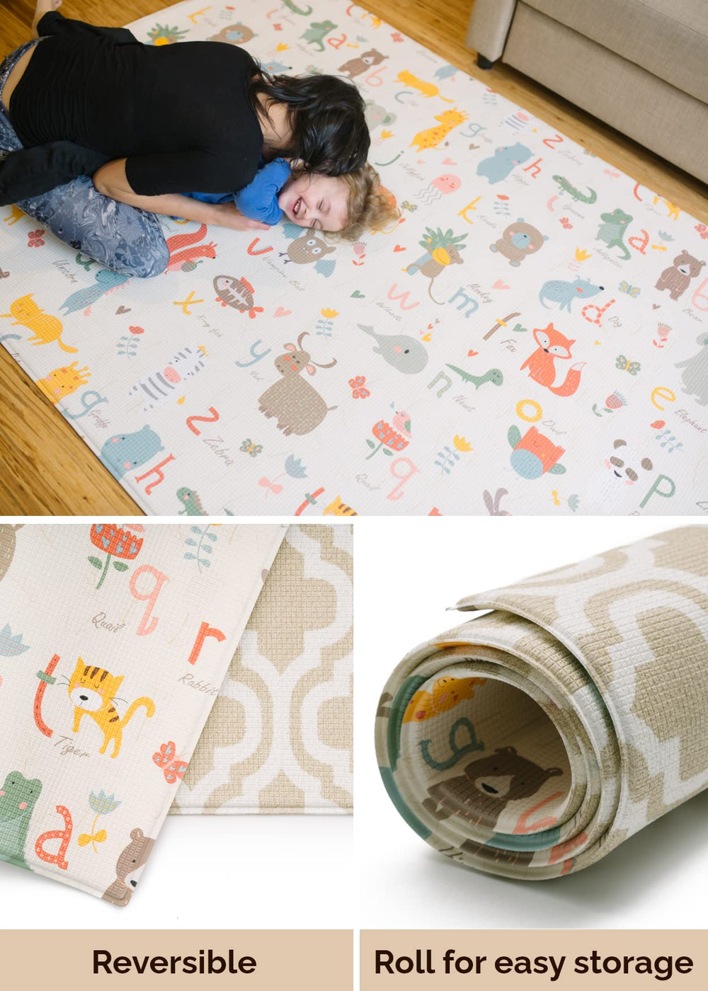 Baby Care Play Mat wipe-clean surface for fast daily maintenance.